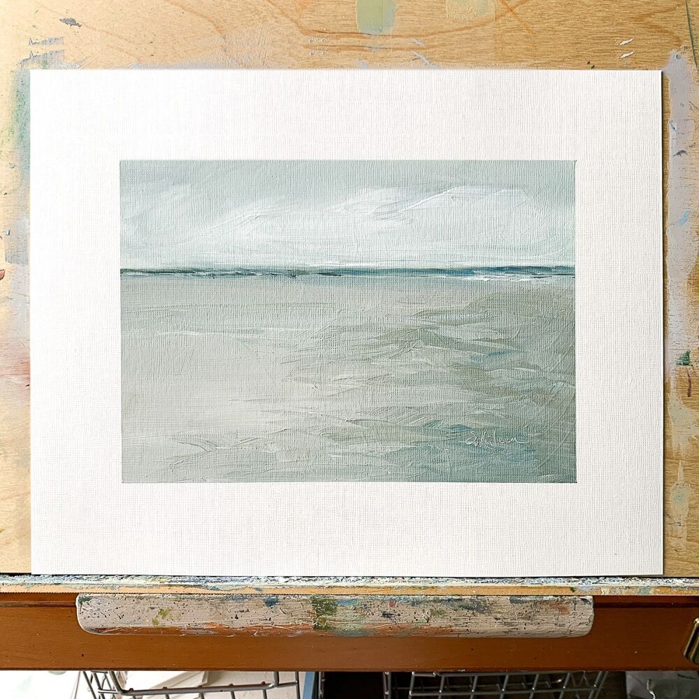 8x10 Original Seascape Oil Painting Neutral Coast Impressionist Landscape Signed - Picture 2 of 9